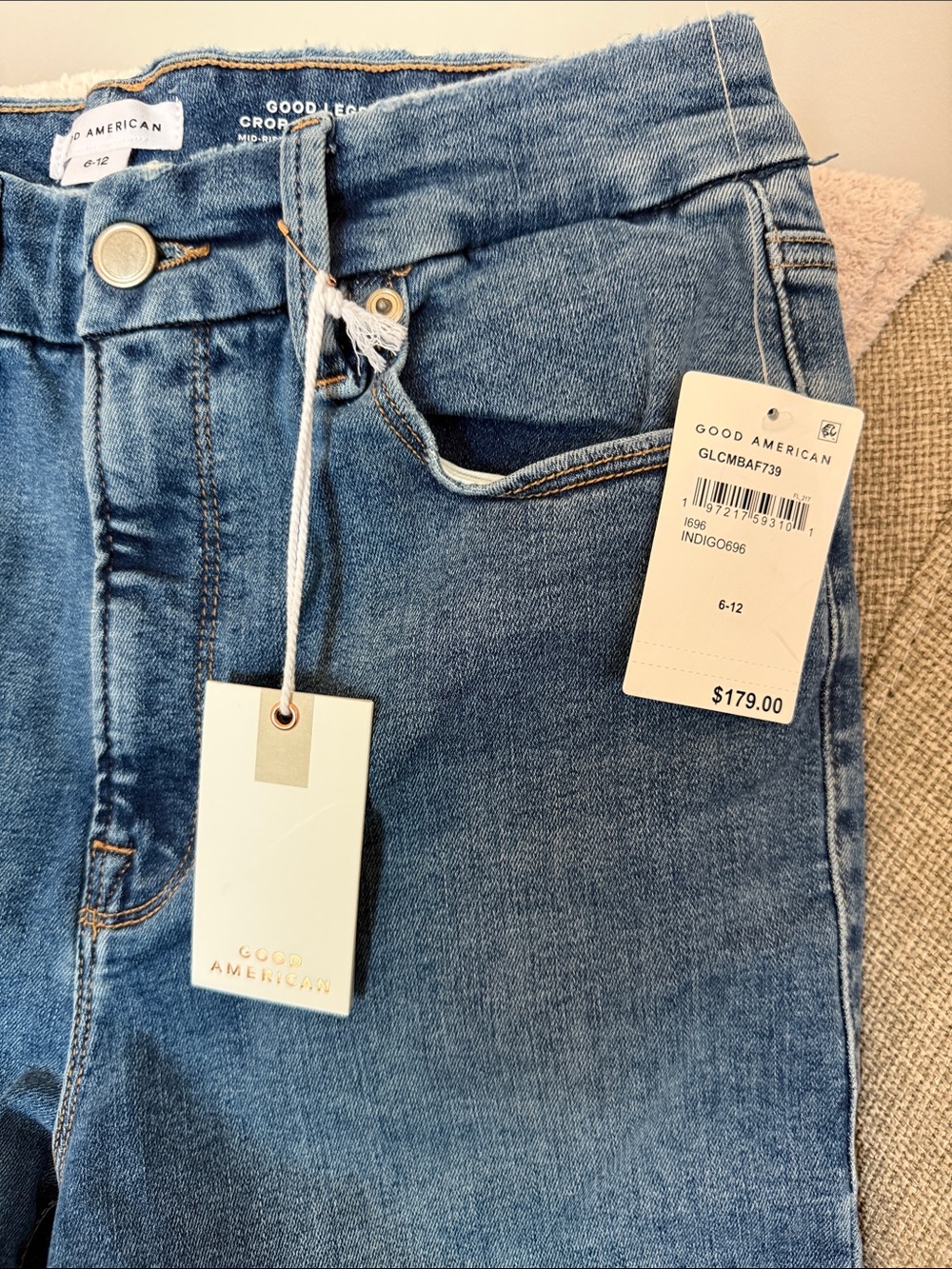 Good American Blue Women's Mid- Rise Cropped Bootcut Jeans - Picture 3 of 16
